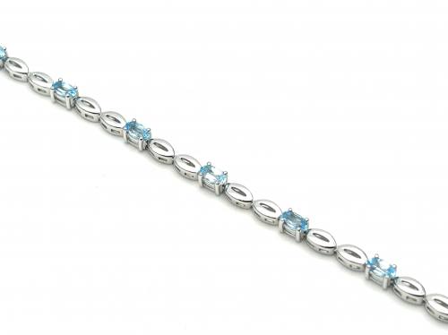 Silver Blue Topaz Bracelet 7 1/2 inches