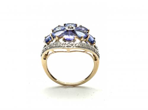 9ct Tanzanite & Diamond Flower Ring