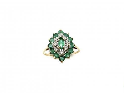 9ct Yellow Gold Emerald & Diamond Ring