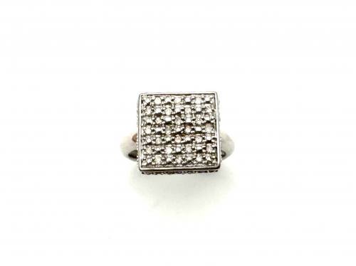 9ct White Gold Diamond Cluster Ring