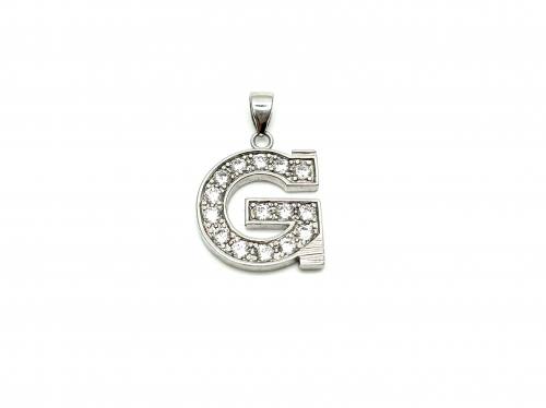 Silver CZ Initial G Pendant