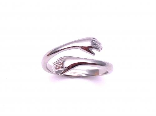 Silver Hugging Hands Ring