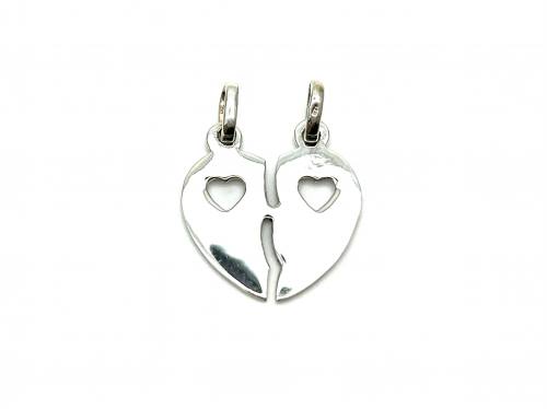 Silver Split Double Heart Pendant