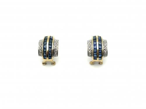 9ct Sapphire & Diamond Stud Earrings