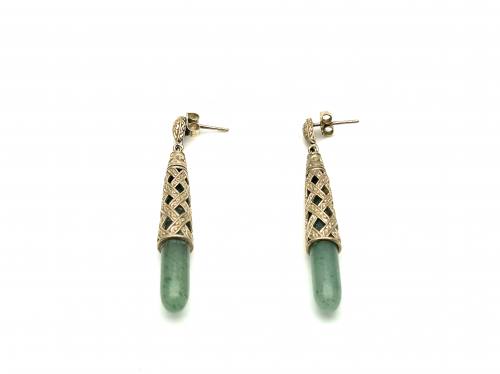 9ct Yellow Gold Jade Drop Earrings