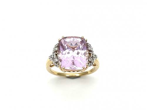 18ct Yellow Gold Kunzite & Diamond Ring