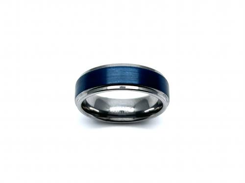 Tungsten Carbide & Blue IP Plating Ring