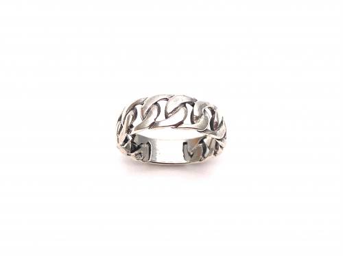 Silver Curb Link Band Ring