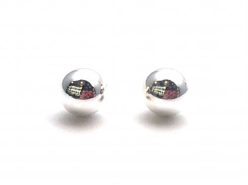 Silver Plain Ball Stud Earrings 6mm