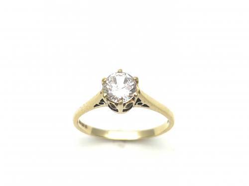14ct Yellow Gold CZ Solitaire Ring