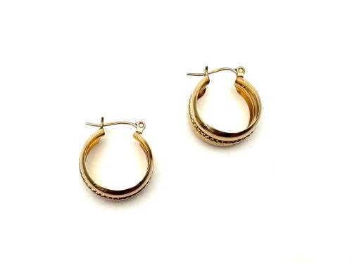 9ct Patterned Wedding Ring Hoops