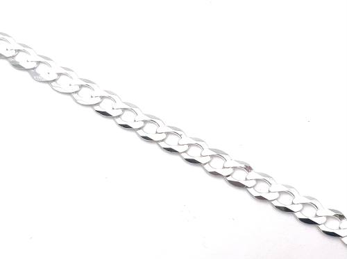 Silver Flat Curb Bracelet 8 inches