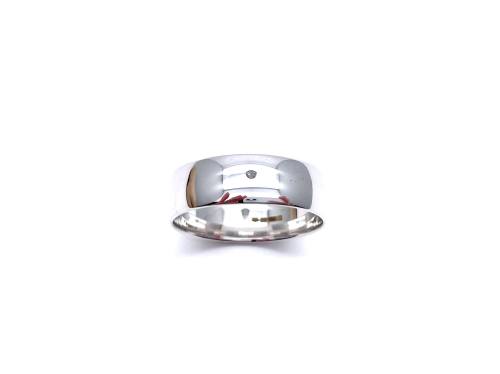 9ct White Gold Plain Wedding Ring 8mm
