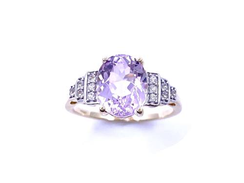 9ct Yellow Gold Kunzite & Zircon Ring