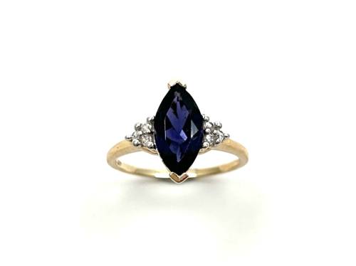 9ct Yellow Gold Iolite & Zircon Ring