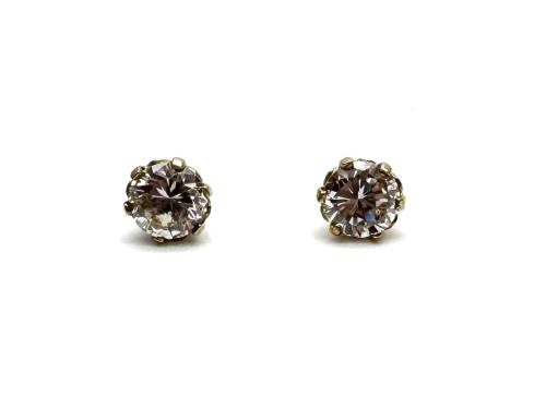 9ct Yellow Gold CZ Solitaire Earrings