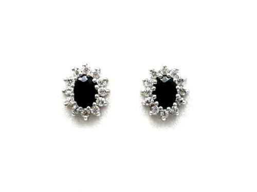 9ct Yellow Gold Sapphire & CZ Earrings