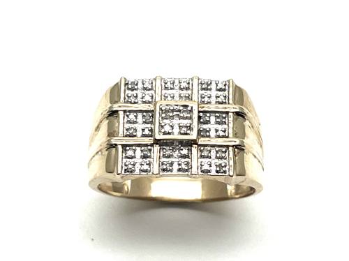 9ct Yellow Gold Diamond Cluster Ring