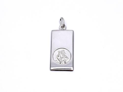 Silver Ingot St Christopher Pendant 14mm x 27mm