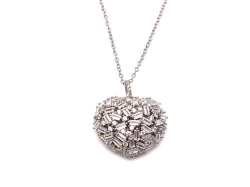 Silver CZ Heart Pendant & Chain
