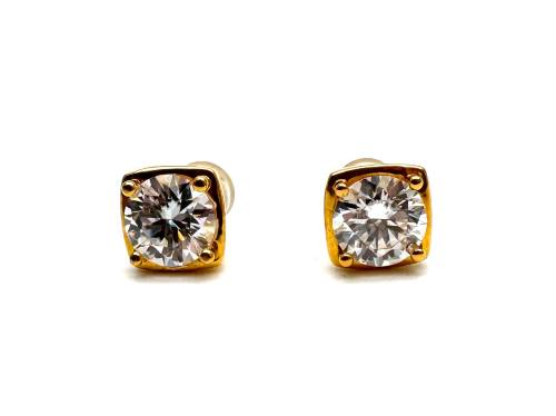 18ct Yellow Gold CZ Stud Earrings