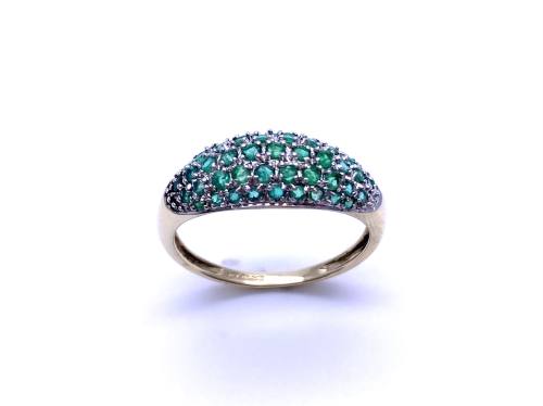 9ct Yellow Gold Emerald Pave Ring