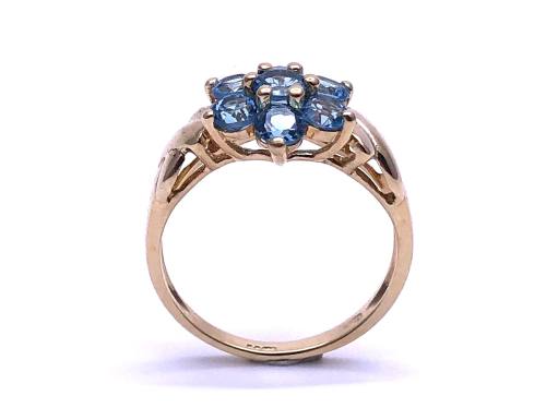 9ct Yellow Gold Blue Topaz Cluster Ring