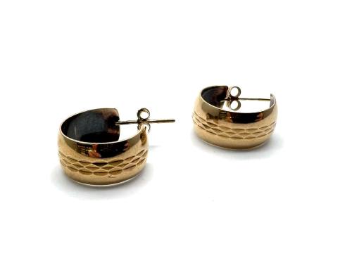 9ct Yellow Gold Patterned Hoop Earrings