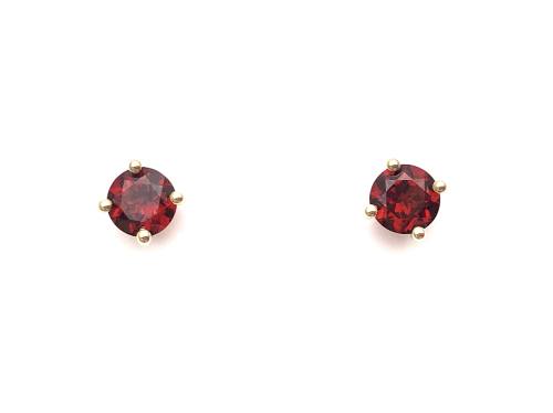 9ct Yellow Gold Garnet Stud Earrings 5mm