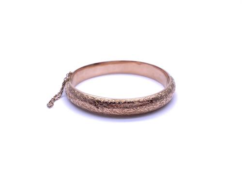 9ct Rose Gold Patterned Hinged Bangle