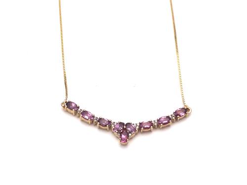 9ct Pink Sapphire & Diamond Necklet
