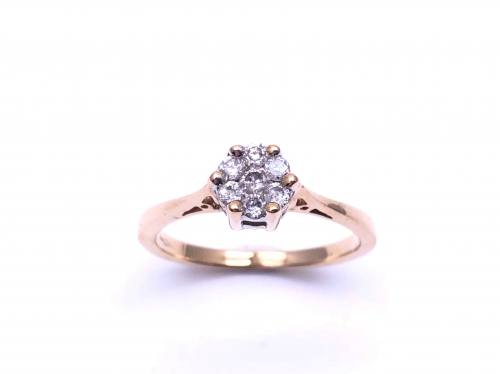 9ct Yellow Gold Diamond Cluster Ring