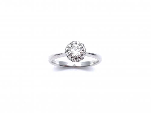 18ct White Gold Diamond Halo Solitaire Ring