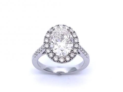 18ct White Gold Diamond Oval Halo Solitaire Ring
