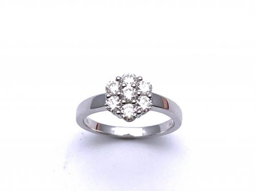 18ct White Gold Diamond Cluster Ring 0.75ct