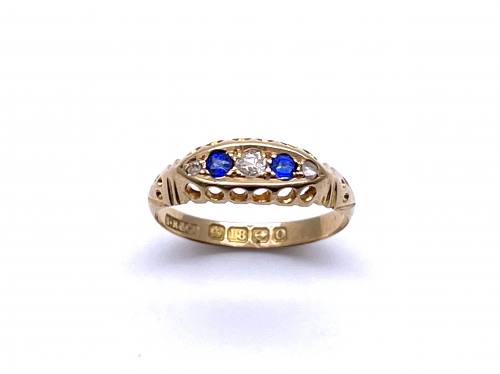 18ct Synthetic Sapphire & Diamond Ring