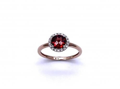 9ct Rose Gold Garnet and Diamond Cluster Ring