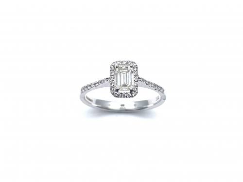 18ct White Gold Diamond Halo Solitaire Ring