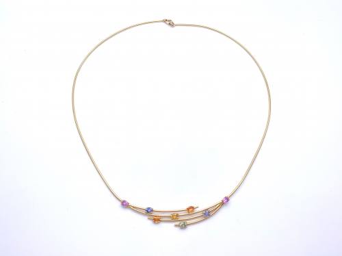 18ct Yellow Gold Multi-Sapphire Necklet