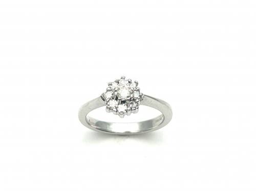 14ct White Gold Diamond Cluster Ring