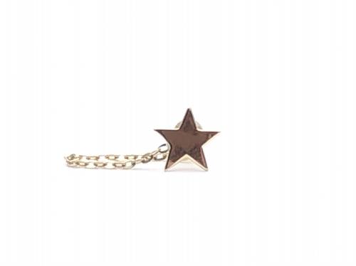 9ct Yellow Gold Star & Chain Cartilage Bar 6mm