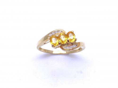 9ct Yellow Sapphire & Diamond Ring