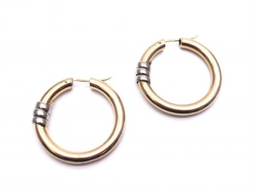 9ct Yellow & White Gold Hoop Earrings