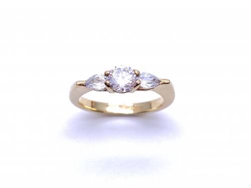 9ct Yellow Gold CZ 3 Stone Ring