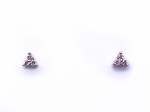 9ct Rose Gold Diamond 3 Stone Earrings 0.12ct