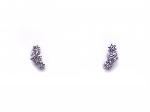 9ct White Gold Diamond Cluster Earrings 0.18ct