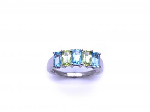 9ct Blue Topaz & Peridot Ring