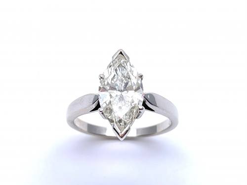 18ct White Gold Diamond Marquise Solitaire 2.27ct