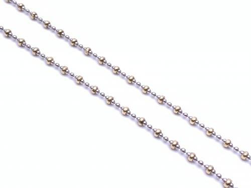 9ct Two Colour Ball Necklet 16 inch