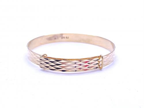 9ct Yellow Gold Expandable Patterned Baby Bangle